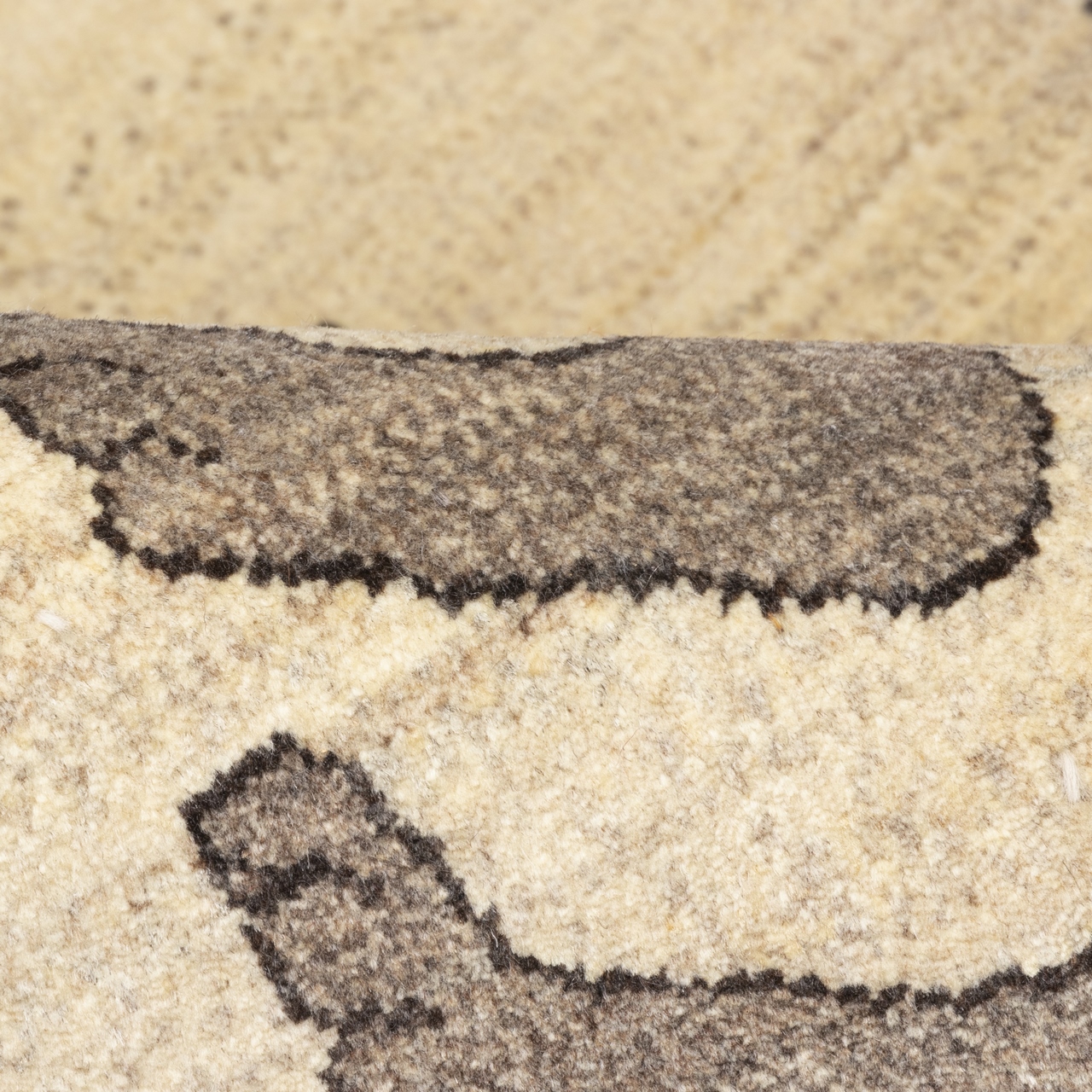 Tapis Gabbeh persan en laine tissé à la main authentique, lion crème