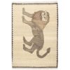 Tapis Gabbeh persan en laine tissé à la main authentique, lion crème