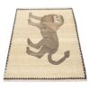 Tapis Gabbeh persan en laine tissé à la main authentique, lion crème