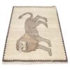 Tapis Gabbeh persan en laine tissé à la main authentique, lion crème