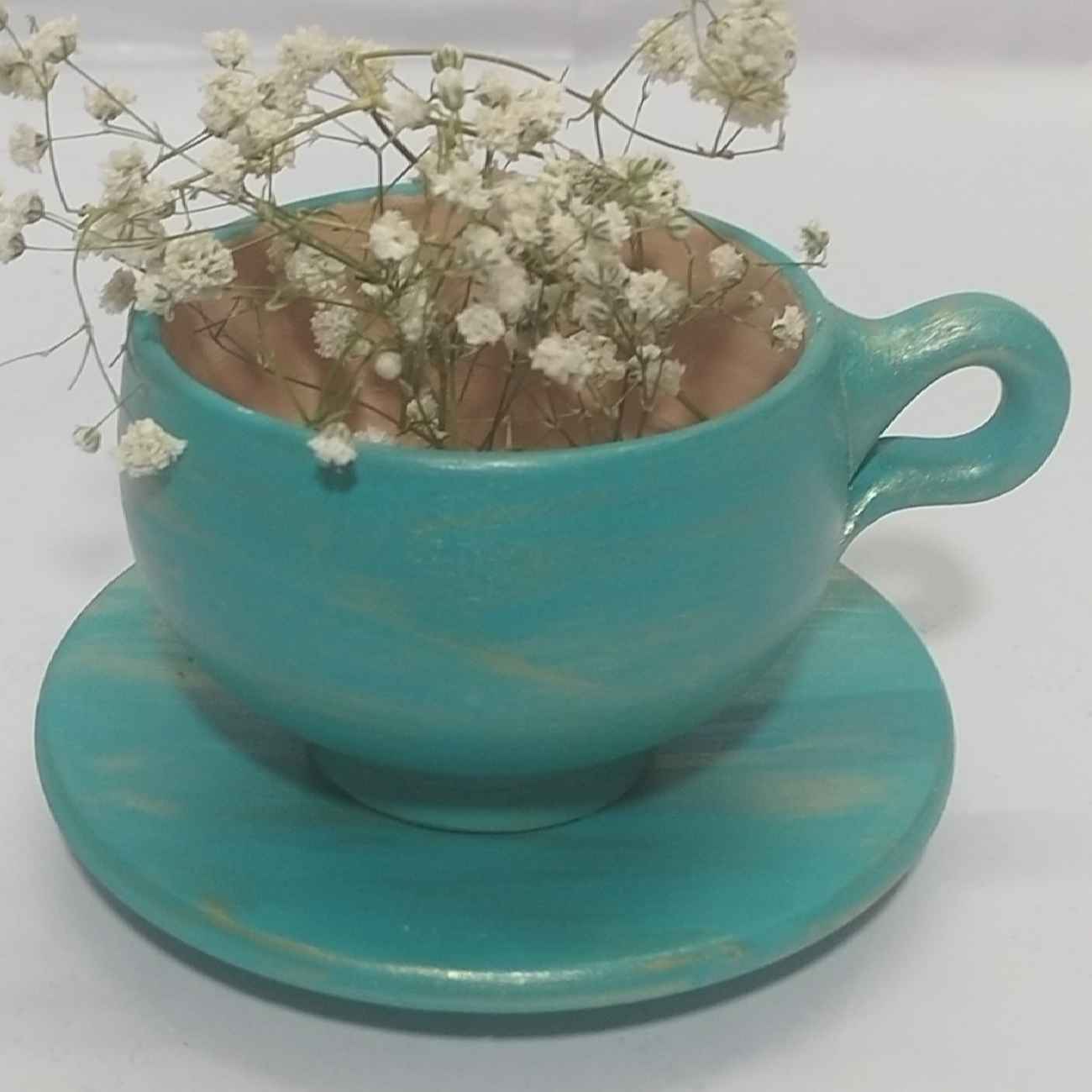 Tasse à Thé et Soucoupe en Poterie Artisanale Persane pour une Expérience de Dégustation de Thé Conviviale