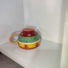 Tasse à Thé et Soucoupe en Poterie Artisanale Persane avec Motif Géométrique