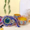 Tasse à Thé en Poterie Artisanale Persane Minakari avec Soucoupe Termeh (Motif Émaillé)