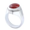 Bague en argent fait main pour homme avec Agate rouge du Yémen