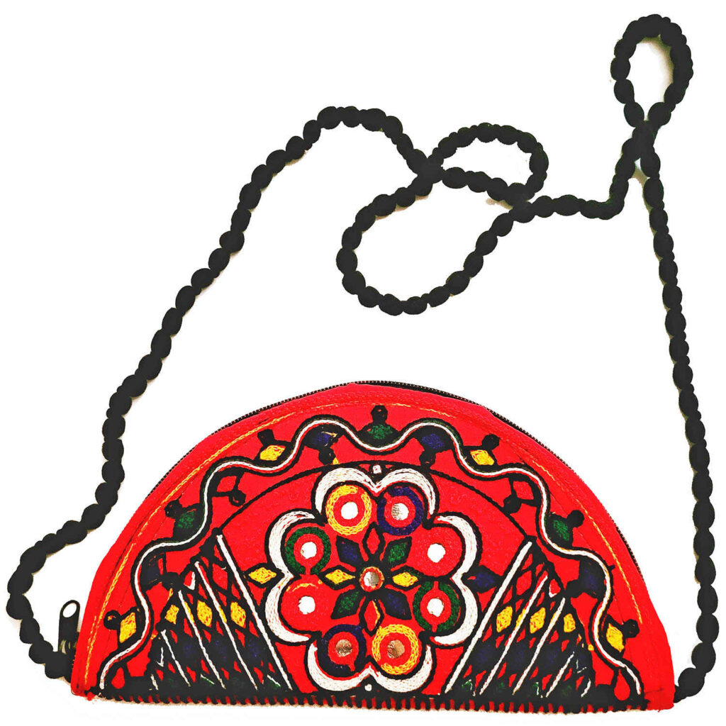 Pochette pour femmes en cuir persan faite main - Broderie Suzani avec design floral