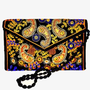 Pochette pour femmes en cuir persan faite main – Broderie Suzani avec design Paisley