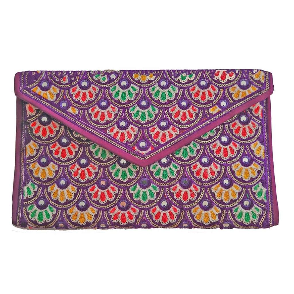 Pochette pour femmes en cuir persan faite main - Broderie Suzani avec style traditionnel