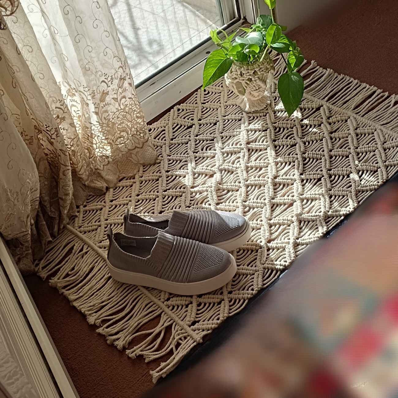 Tapis de sol macramé persan fait main – Idéal pour salon ou chambre