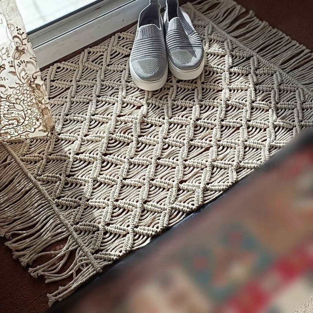 Tapis de sol macramé persan fait main – Idéal pour salon ou chambre