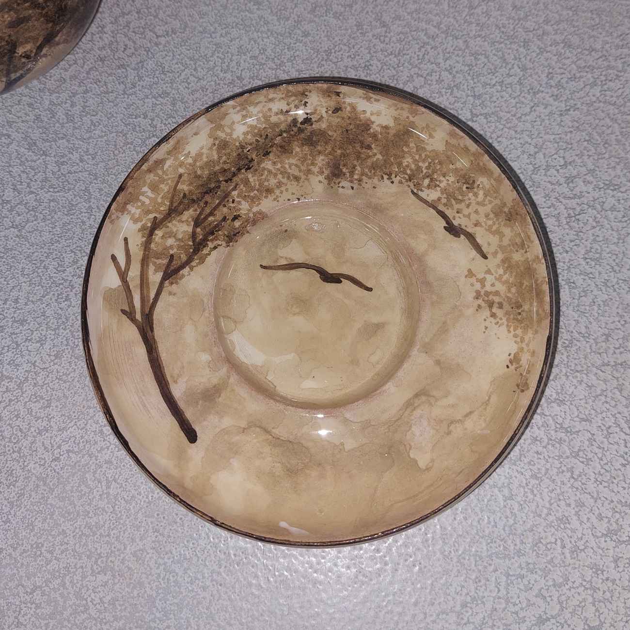 Tasse à Thé et Soucoupe en Poterie Persane de Haute Qualité avec Motif Arbre