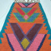Tapis Kilim persan en laine tissé à la main dans le Zanjan, géométrique rouge brique