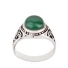 Bague en argent pour homme avec bande cylindrique et Agate verte