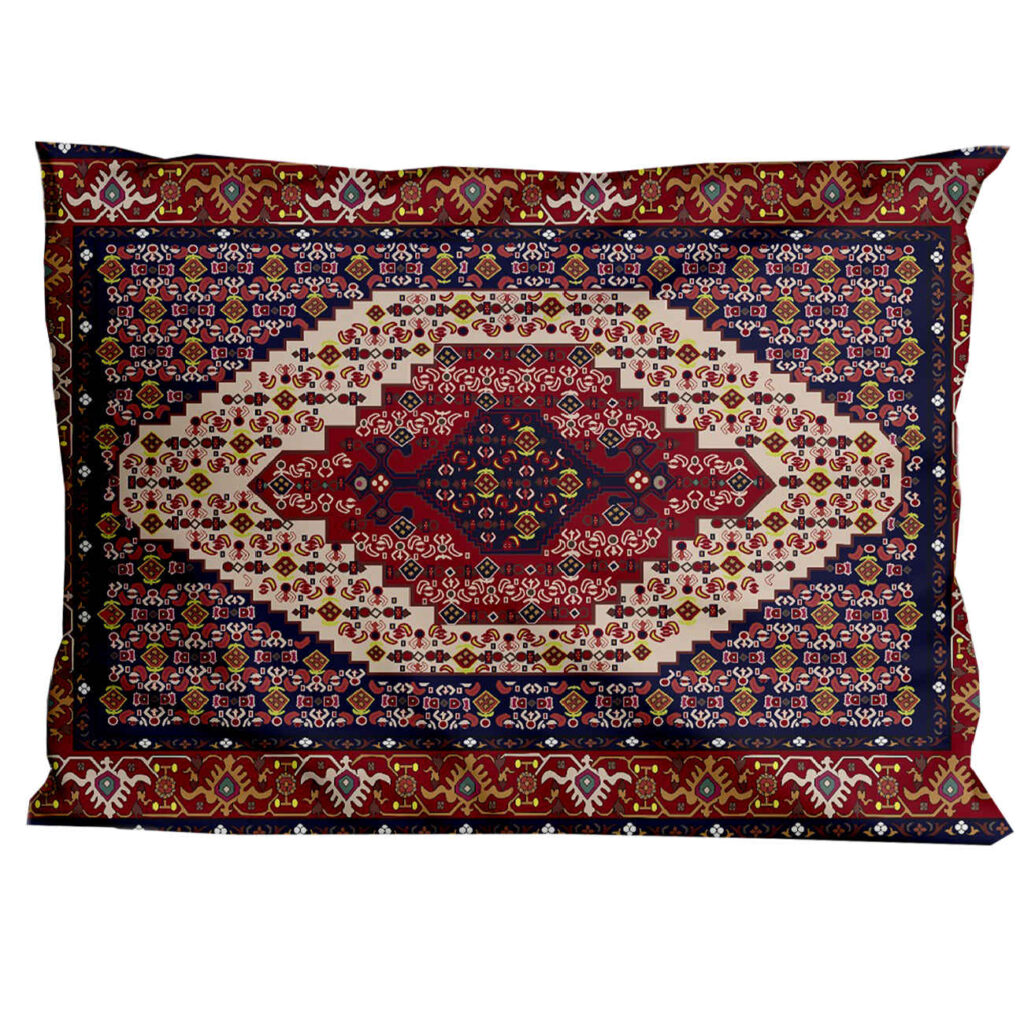 Taie d'oreiller persane avec design traditionnel de tapis et matériau en velours (paquet de 2)