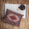 Taie d'oreiller persane avec design traditionnel de tapis et matériau en velours (paquet de 2)