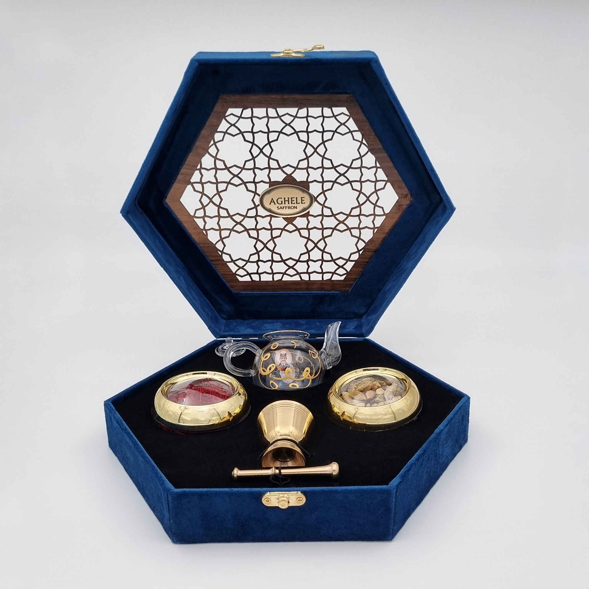 Coffret cadeau de safran persan (3g) – Parfait pour chaque occasion avec cardamome, théière & mortier