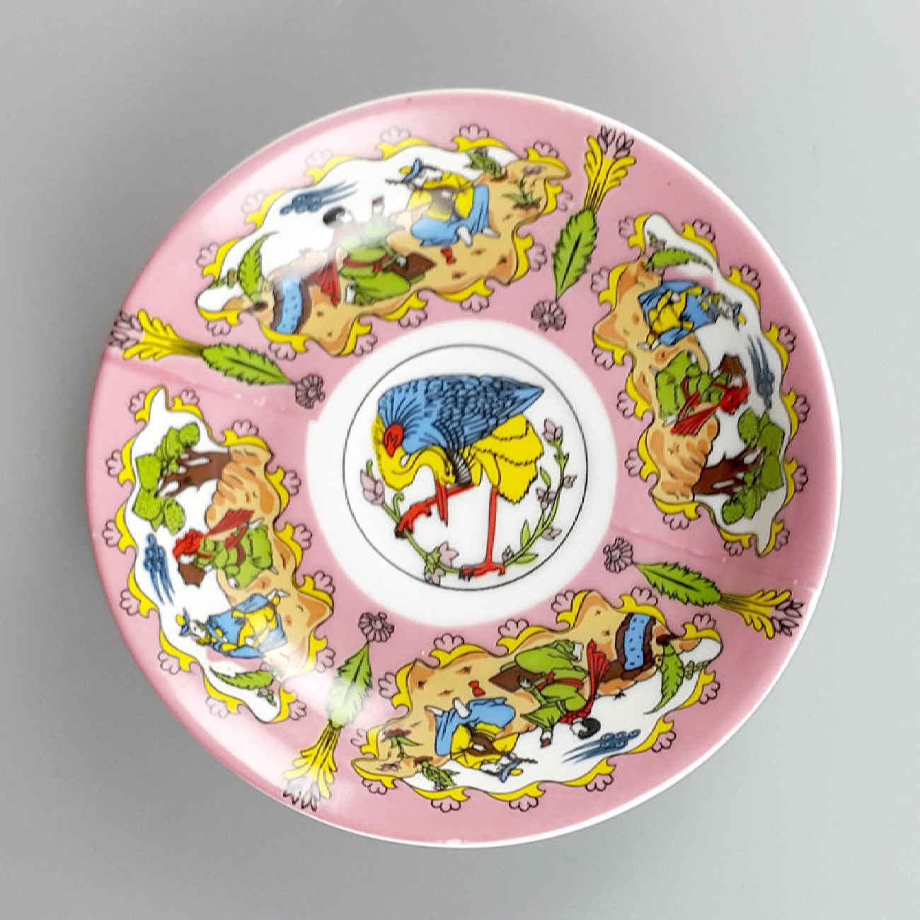Assiette à thé persane – Porcelaine avec motif Oiseau et Fleur (Lot de 6)