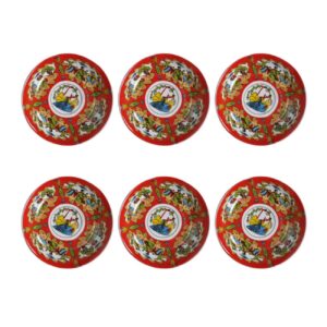 Assiette à thé persane – Porcelaine avec motif Oiseau et Fleur (Lot de 6)