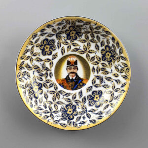 Assiette à thé persane – Porcelaine avec motif Naser al-Din Shah (Lot de 6)