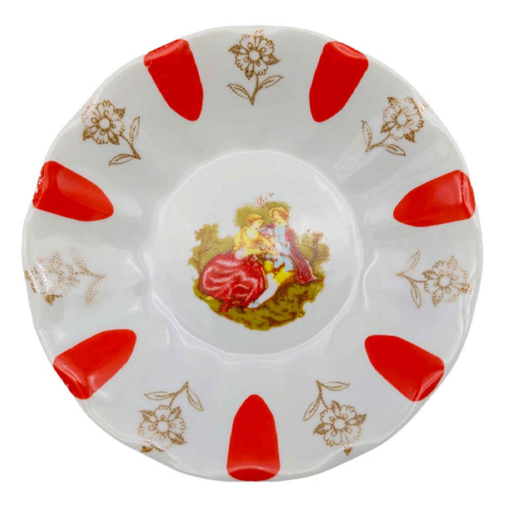 Assiette à thé persane – Porcelaine avec motif Layla et Majnun (Lot de 6)