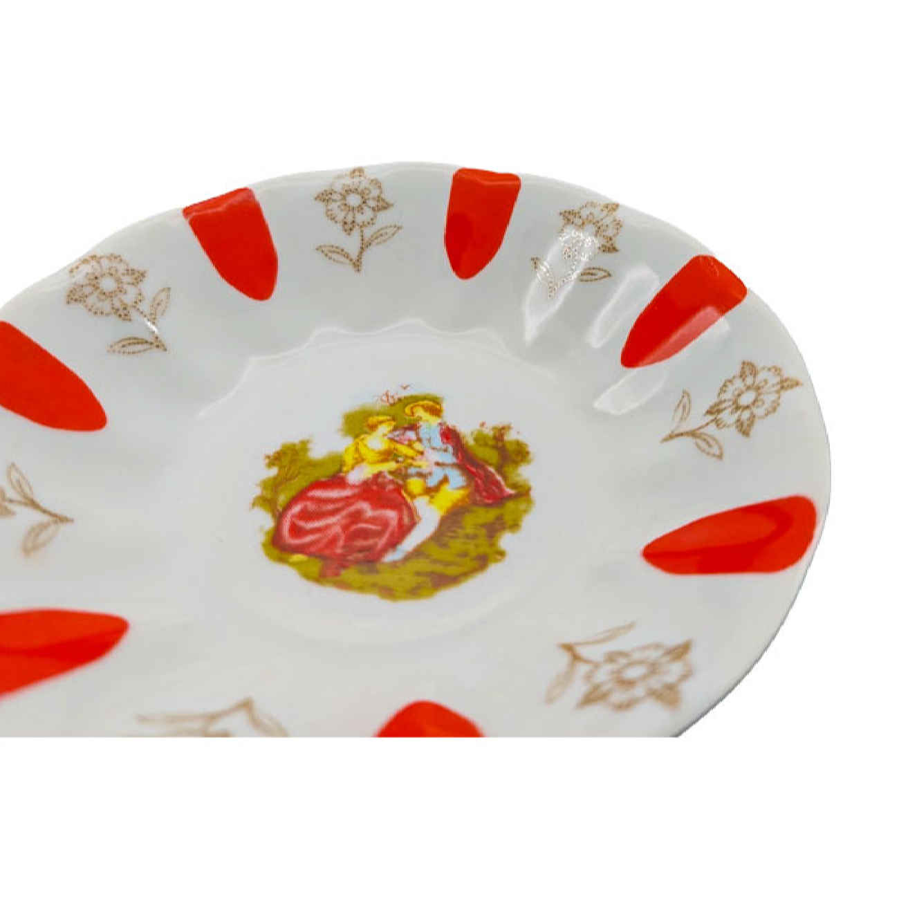 Assiette à thé persane – Porcelaine avec motif Layla et Majnun (Lot de 6)