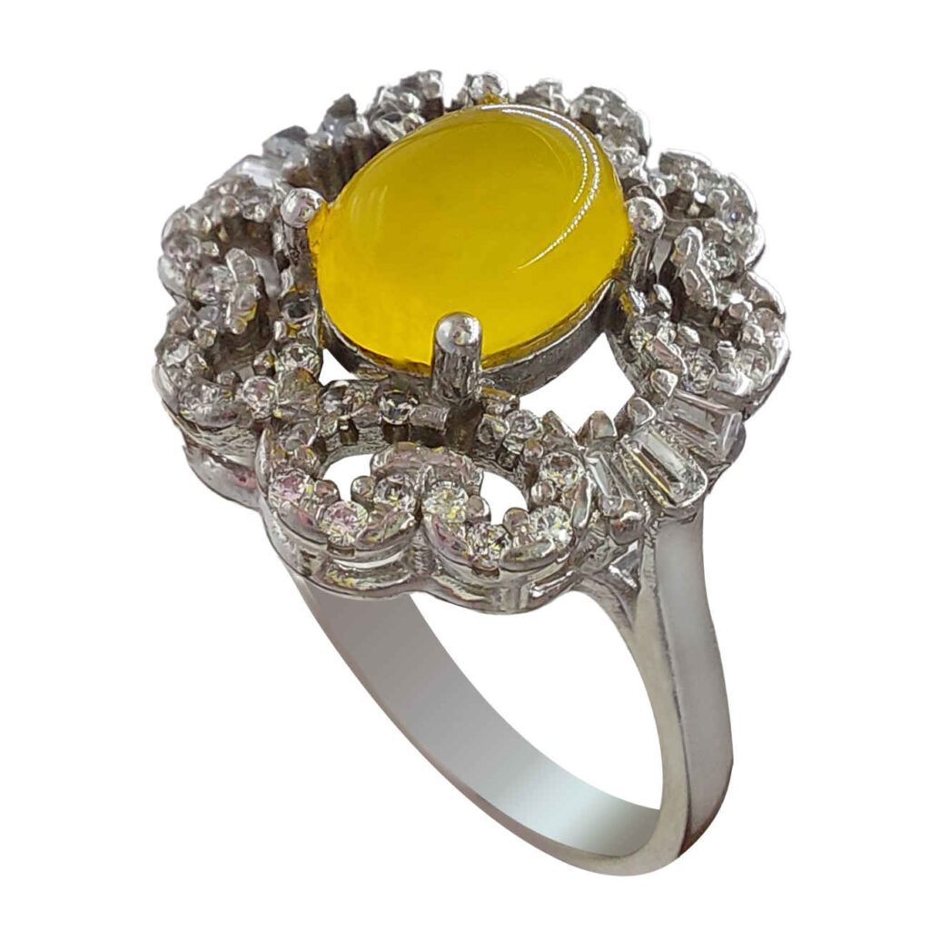 Bague en argent pour femme Agate Sharf al-Shams Modèle avec design de fleur