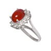 Bague en argent pour femme Agate avec pierre rouge et design de fleur