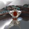 Bague en argent pour femme Agate avec pierre rouge et design de fleur