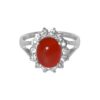 Bague en argent pour femme Agate avec pierre rouge et design de fleur