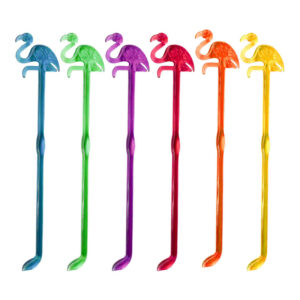 Cuillère à Bar en Plastique – Parfaite pour Mélanger & Superposer avec Design Flamant Rose Paquet de 6