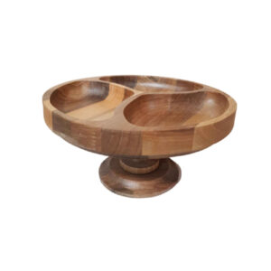 Bol de Service Pédestal Rustique en Bois avec Compartiments