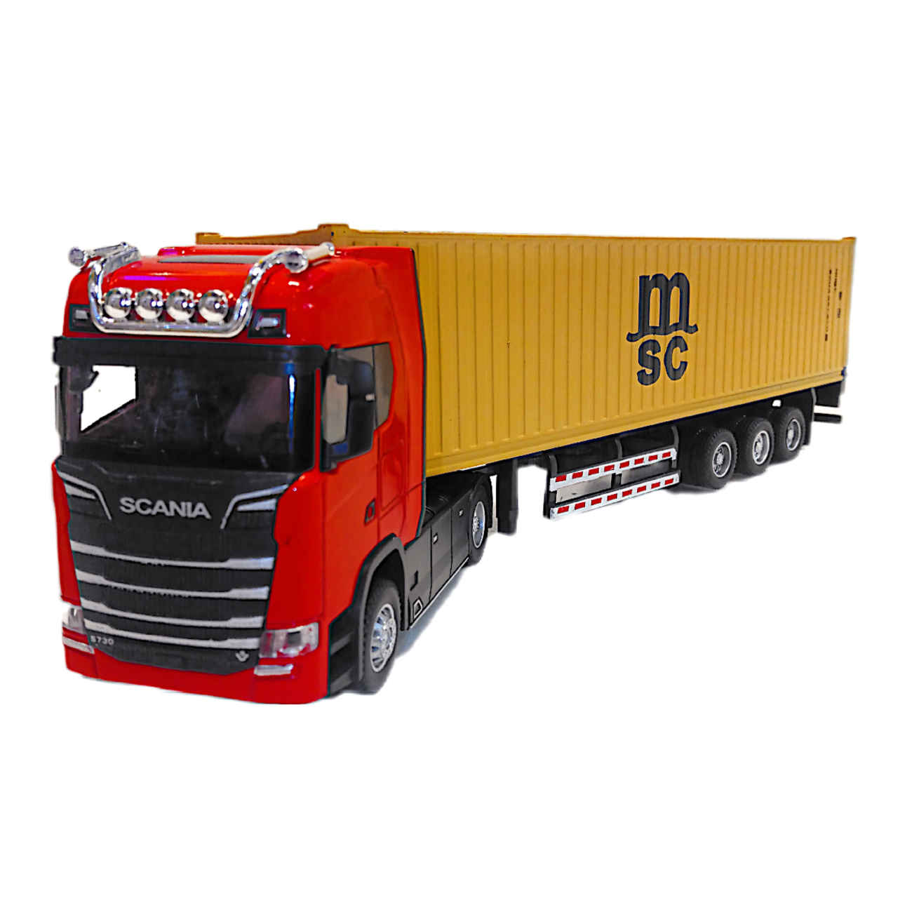 Camion Sconia jouet - avec conteneur MSC et détails complexes
