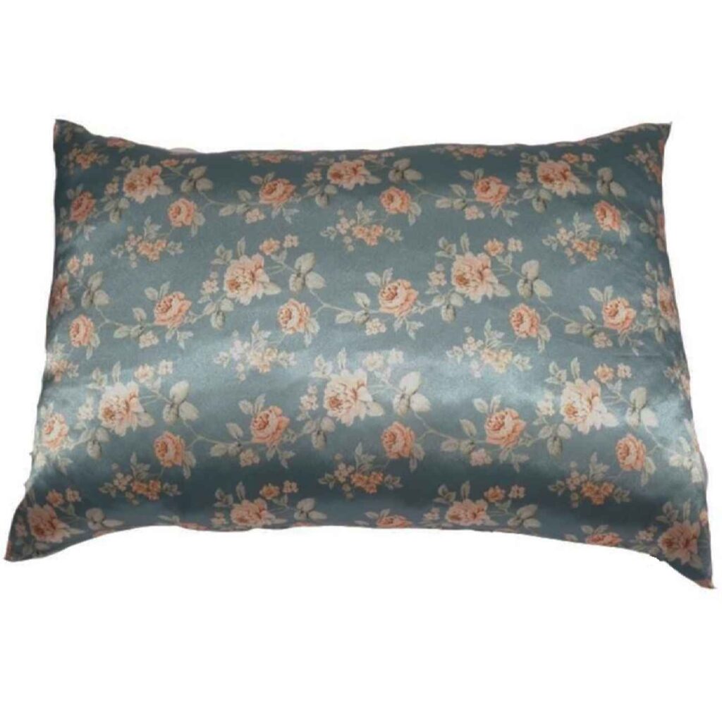 Taie d'oreiller en satin de soie avec motif floral vintage – Roses pêche