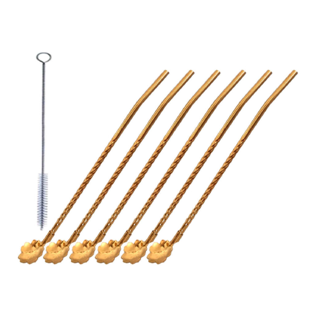 Cuillère à Bar en Acier - Idéale pour Mélanger Boisson avec Design de Fleurs Paquet de 6