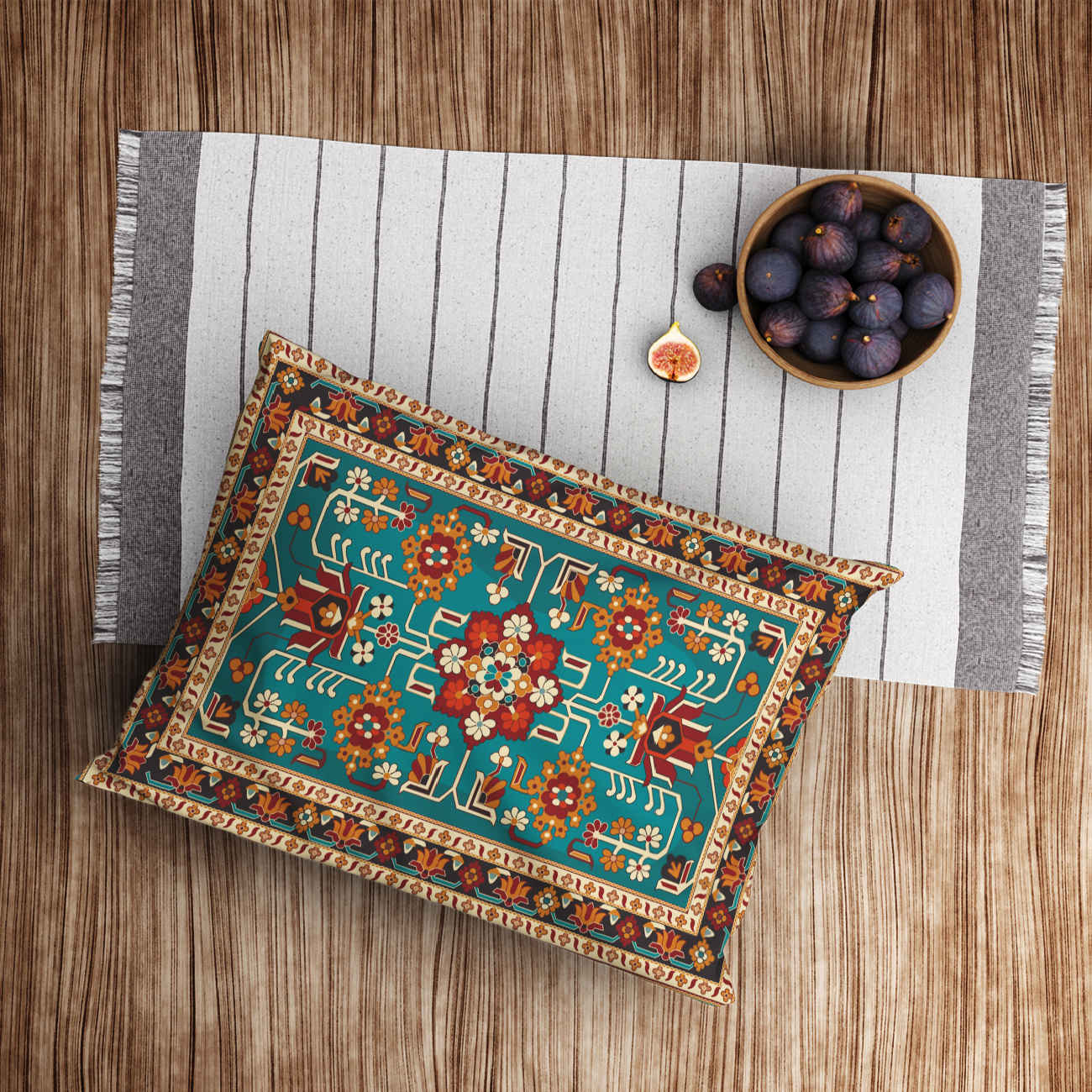 Taie d’oreiller persane traditionnelle – Design de tapis pour un salon stylé (paquet de 2)