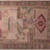 Tapis Persan Vintage Patchwork Noué à la Main Géométrique Marron