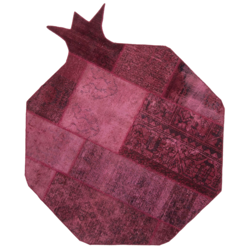 Tapis Persan Vintage Patchwork Noué à la Main Géométrique Motif Grenade