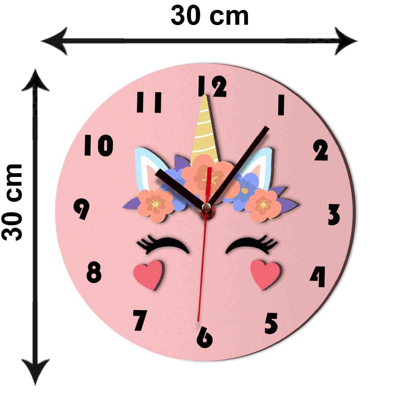 Horloge Murale en Bois Élégante Parfaite pour Enfants avec Design de Licorne