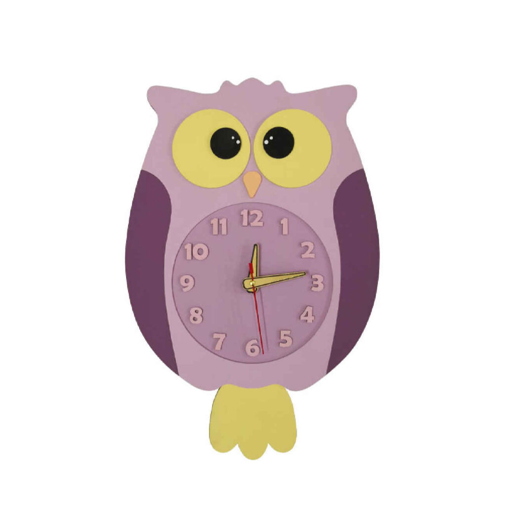Horloge Murale en Bois Idéale pour Chambre d'Enfant avec Design de Hibou