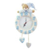 Horloge Murale en Bois Parfaite pour Chambre d'Enfant avec Design de Bear en Bleu