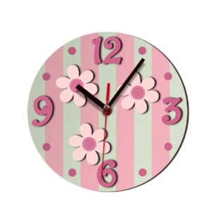 Horloge Murale en Bois Parfaite pour Chambre d’Enfant avec Design Floral