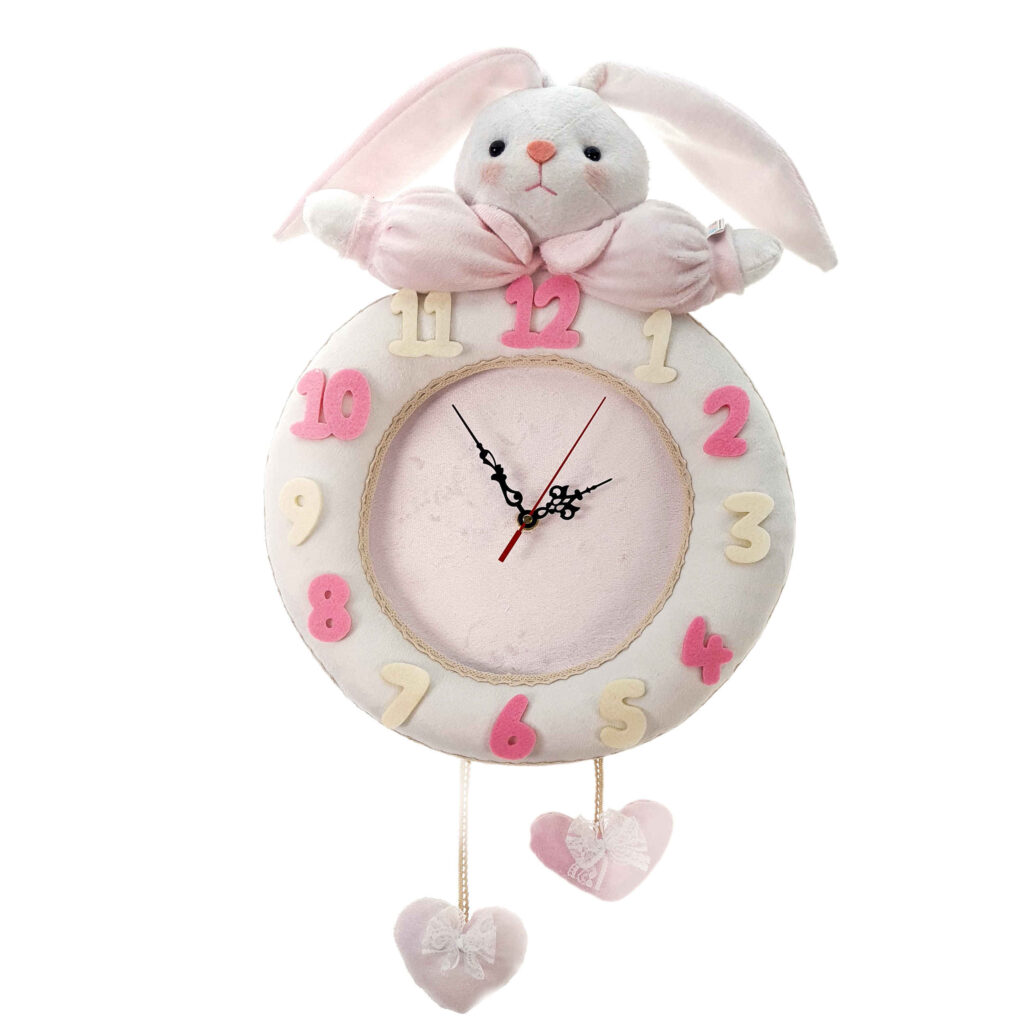 Horloge Murale en Bois Parfaite pour Chambre d'Enfant Cocooning & Minimaliste avec Design de Lapin