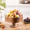 Présentoir de Service en Bois avec Formes Carrées et en Bol Uniques