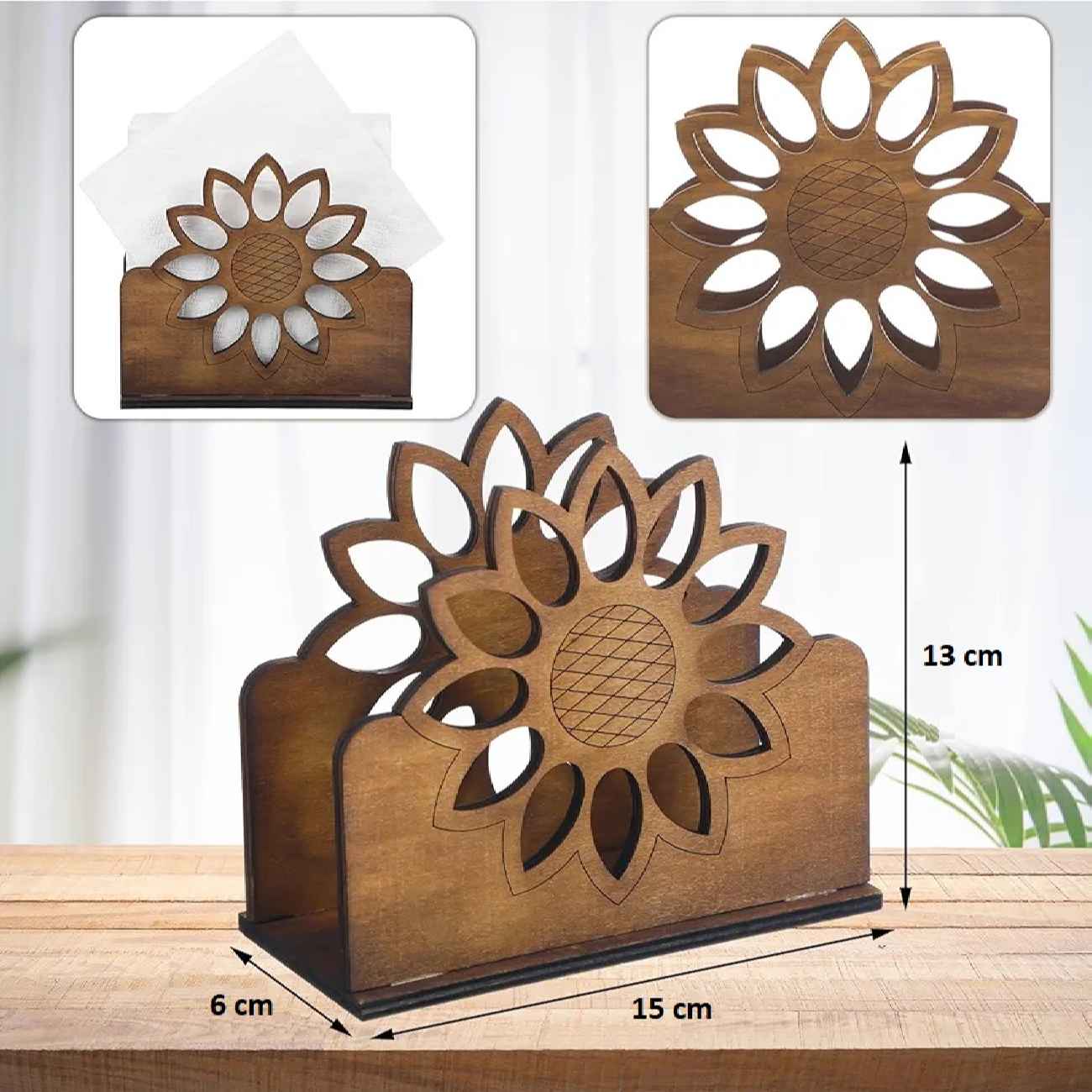 Porte-mouchoirs en bois – Idéal pour la décoration de la maison et du bureau avec design floral