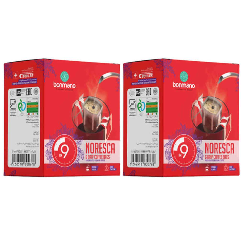 Café Drip 100% Arabica pour infusion à la maison - Aromatique et doux | Bonmano Noresca (2 Pack de 6)