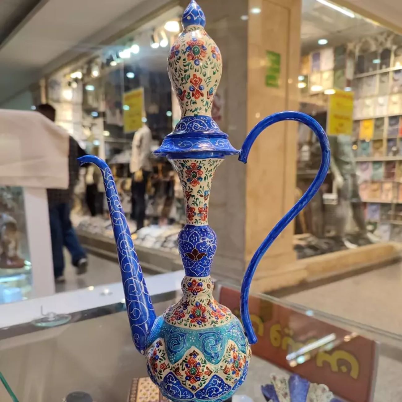 Flacon à eau de rose en cuivre persan – Émaillé Minakari Eslimi