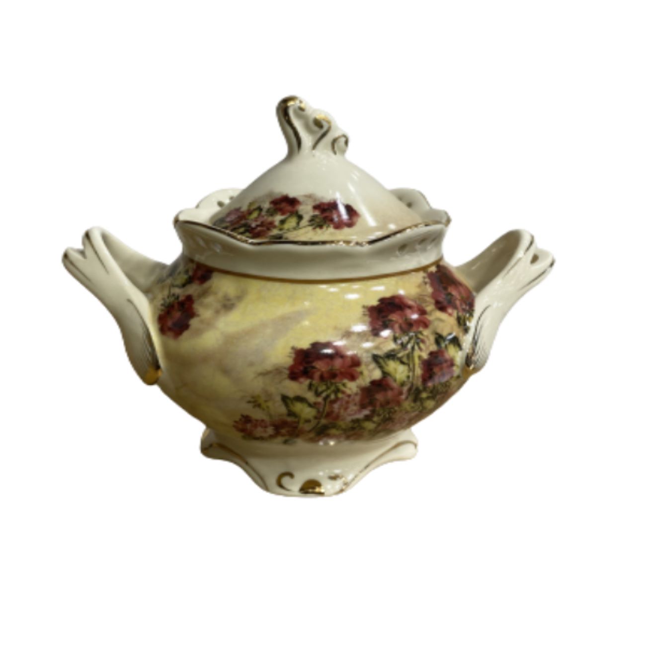 Service à thé en porcelaine victorienne 13 pièces de la collection florale élégante modèle Prestige