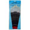 Set de 12 pinceaux ronds doux artificiels de haute qualité avec long manche en bois