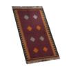 Tapis Kilim persan en laine authentique tissé à la main, géométrique cramoisi