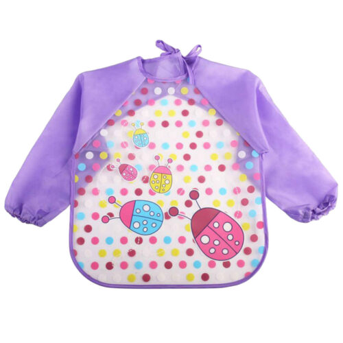 Bavoir Bébé – Garde Bébé Sec et Confortable – Avec Manches – Motif Coccinelle