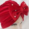 Turban pour bébé - Mignon et élégant, modèle nœud papillon perle rouge, chaud et confortable